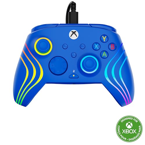 Turtle Beach Afterglow Wave Wired RGB Gaming Controller - Licensed for Xbox Series X|S, Xbox One & Windows PCs - Mappable Buttons, Hall-Effect Hair Triggers, Companion App - Blue