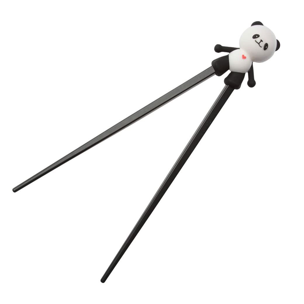 1pair Chic Panda Chopsticks Cute Plastic Chopsticks with Silicone Guide Training Connector Aids for Baby Kids