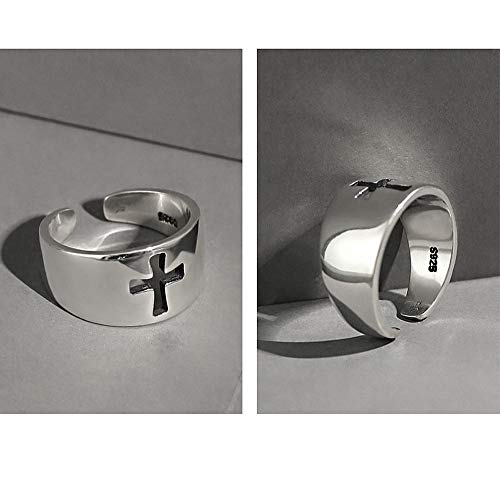 Vintage Cross Sterling Silver Open Statement Ring for Women Girls Men Adjustable Faith Tail Knuckle Wrap Rings Christmas Easter Memorial Jewelryfor Prayer Friends4