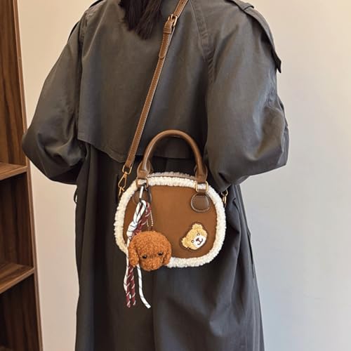 Suede Purse Cute Furry Suede Bag with Cute Charms for Women Vintage Alt Crossbody Purse Trendy Everyday Square Handbag 20252