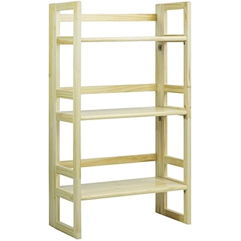Casual Home 3-Shelf Folding Bookcase-Natural Cover
