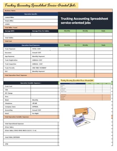 Trucking Accounting Spreadsheet Service-Oriented Jobs: Bookkeeping Journal, Involves Providing Specialized Accounting Solutions Tailored for the Trucking Industry