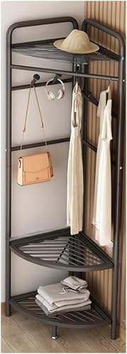 Demanca ハンガーラック コーナーラック スリム 省スペース キャスター付き 防サビ 高耐荷重 頑丈 組立簡単 一人暮らし・ワンルーム向け 衣類収納 梅雨対策 幅32×奥行32×高さ174cm ブラック 3層 (A 3層,ブラック)