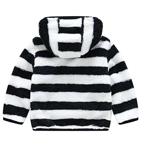 Baby Girl Boy Fleece Zip Up Hoodie Jacket Toddler Fuzzy Jacket Hooded Stripe Coat Winter Warm Outwear Cardigan 3t Jacket3