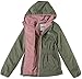 DKNY Girls Fleece Jacket - Polar Fleece Lined Midweight Hooded Anorak Windbreaker - Cozy Outerwear & Winter Jackets for Girls, Size 10-12, Greyed Green