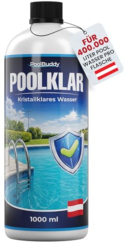 PoolBuddy Poolklar 1L | Für kristallklares Poolwasser | Universal Trübungsentferner für alle Filterarten | Hochkonzentrat für 400.000l Poolwasser ideal für Pools Planschbecken & Whirlpools