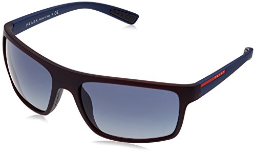 Prada Linea Rossa Men's PS 02QS Sunglasses Bordeaux Rubber/Light Grey Gradient Dark Blue 62mm