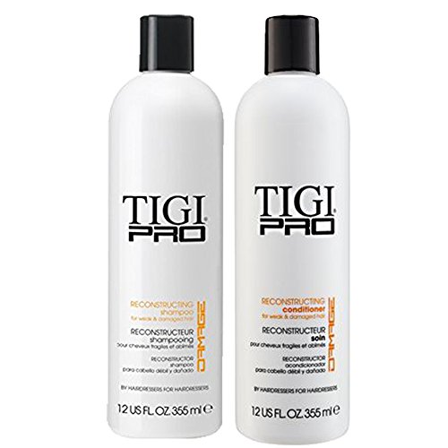 TIGI Pro Reconstructing Shampoo and Conditioner for Damaged Dry Weak Hair Combo Bundle (1 Shampoo / 1 Conditioner)