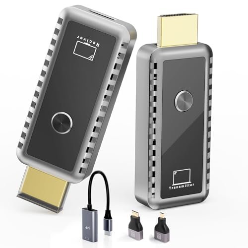 Image of Wireless HDMI Transmitter and Receiver, Plug & Play Portable Wireless HDMI Extender Kit 4K Support 2.4/5.8Ghz 100Ft,for Streaming Media Video/Screen Display/Laptop/Pc/Tv Box/Camera/Projector (Grey)