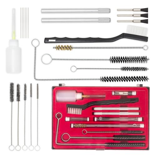 BenBow Kit di Pulizia 22 in 1 per Pistole a Spruzzo, Pistole a Vernice, Carabine ad Aria Compressa, Canne di Armi, Utensili Pneumatici – Kit Universale per Pistole HVLP, Pistole a Spruzzo e Aerografi