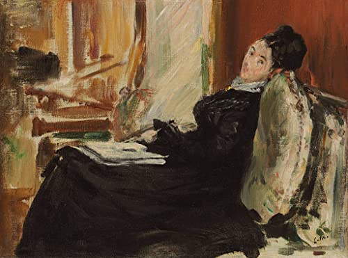 PTLYE Pittura Classica Stampe su Tela Arte Tela Wall Art Giovane donna con libro di Edouard Manet per L'arredamento Dell'ufficio 60x90cm