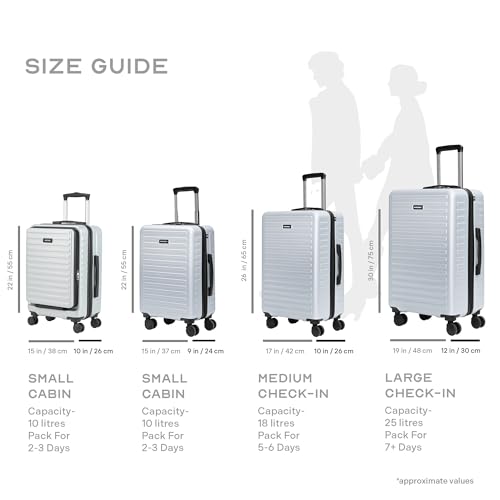 Image of THE ASSEMBLY Premium Luggage Set Of 2 (20 & 28 Inches) - Polycarbonate Hard Trolley Bags For Travel - Silver-Stark, 75 Cm, Spinner