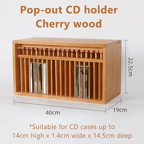 Stojak do przechowywania płyt CD, drewniany organizer na 19 standardowych etui, pudełko na DVD i CD, drewno sosnowe, kompaktowa konstrukcja do domu i biura