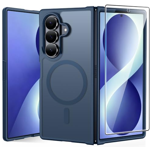 Image of FNTCASE for Samsung Galaxy Z Fold 8 Ultra Case: Galaxy Z Fold 7 Case: [Fit for Magsafe] [Screen Protector] Military Grade Drop Protection, Translucent Matte Magnetic Phone Cover - Blue