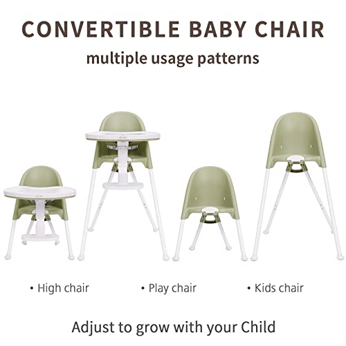 Image of High Chair Folding,One Click fold,Save Space, Detachable Double Tray, Infant Chair, Car Traveling, 3 in 1 Convertible, 3-Point Harness, Adjustable Footrest, Non-Slip Feet, Adjustable Legs