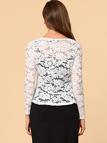 Allegra K Lace Bolero for Women's Tie Front Cardigan Ruffled Hem Formal Office Sheer Crop Shrug3