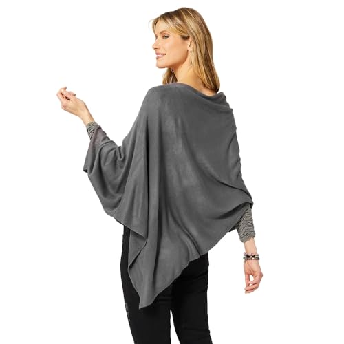 Coco + Carmen Womens Ponchos for Women - Lightweight Womens Shawl in Cloudy Grey, Open Front Poncho Sweater for Women, Versatile Sweater Cape Poncho2