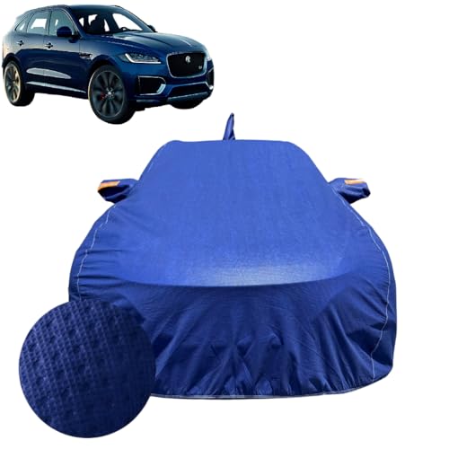 Image of Car Cover for Jaguar F-Pace (2016-2020) | 100% Waterproof Cover with Reflective Mirror Pockets | Dustproof, Scratchproof, Heatproof Jaguar F Pace Car Cover |Soft Cotton Lining| Blue