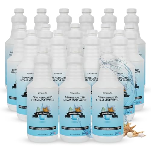 Image of Steam & Go Demineralized Water for Steam Mop - Clean Ocean Scent, 32 oz (Pack of 18) | Scented Floor Cleaner Solution, Ready-to-Use, Compatible with Any Steam Cleaner