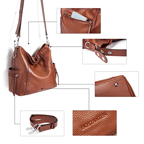 Bostanten Genuine Leather Hobo Handbags Designer Tote Shoulder Bag Large Crossbody Purses For Women Brown #TOP2