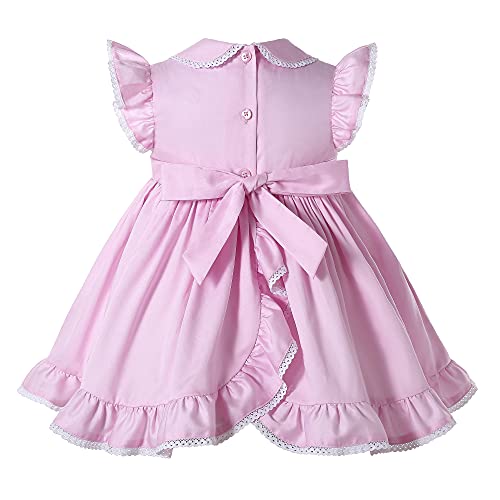Pettigirl Baby Girls Summer Pink Smocked Sundress Clothes Outfit Newborn Infant Classic Hand Embroidered Smocking Dress #TOP1