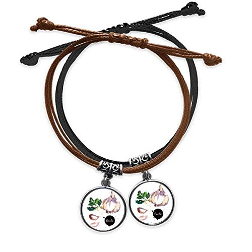 DIYthinker Pulsera de cuero doble con cuerda de cuero para parejas con ajo y vegetales sabrosos y saludables