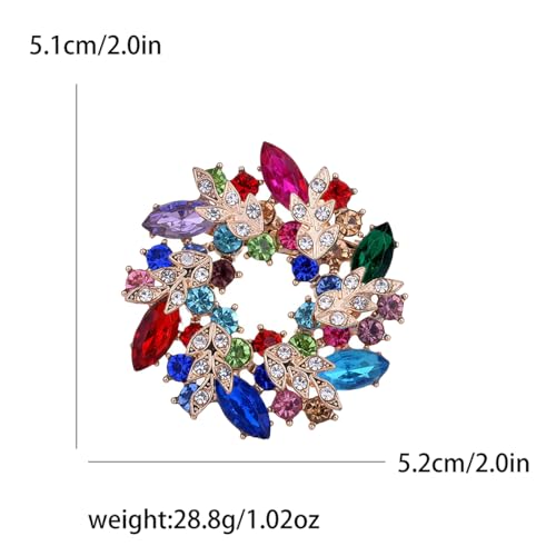 Image of Rhinestone Flower Brooch for Women Crystal Wreath Brooch Pin Stylish Big Flower Brooch Rhinestone Crystal Bauhinia Flower Wreath Brooch Elegant Clothing Hat Bag Accessories Christmas Wedding Bridal Birthday Jewelry