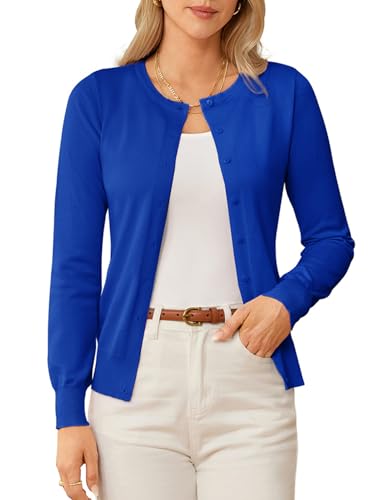 GRACE KARIN Cardigan Sweaters for Women Lightweight Fall Outfits, Blue