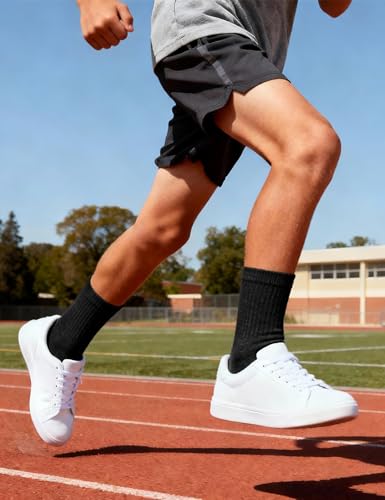 Image of Somaibo 6 Pairs Kids Boys Girls Socks Athletic Basketball Soccer Football Cotton Crew Sock with Retro Stripes