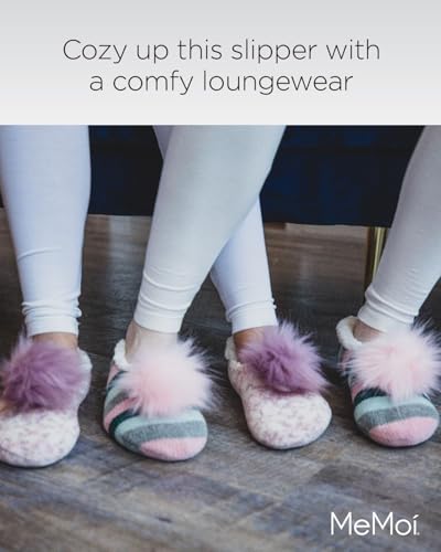 MeMoi Speckled Chenille Interchangeable Pom Pom Slippers4