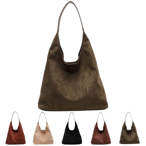 Generisch Wildleder Tasche Damen,Damen Wildleder Handtasche,Wildleder Shopper Tasche,Tragetasche,Schultertasche,Beuteltasche Damen-Shopper (Grün)