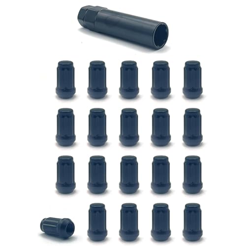Image of M12x1.25 Lug Nuts, 20pcs Black Closed End Lug Nuts with 1 Socket Key Compatible with Altima, Maxima, Subaru Infiniti Aftermarket Wheel