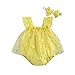MAHUAOYIXI Completi Due Pezzi Pagliacetto Neonata Senza Manica con Balze +Fascia Gonna di Tulle Bambina Abito Estivo Elegante Principessa da 0-18 Mesi (Giallo, 0-6mesi)