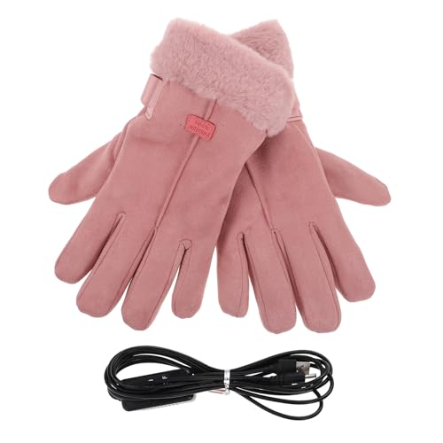 BESPORTBLE Beheizbare Handschuhe Damen – USB‑Handschuhe für Winter, Radfahren & Outdoor, Powerbank‑Betrieb mit Schalter, 1 Paar, Rosa