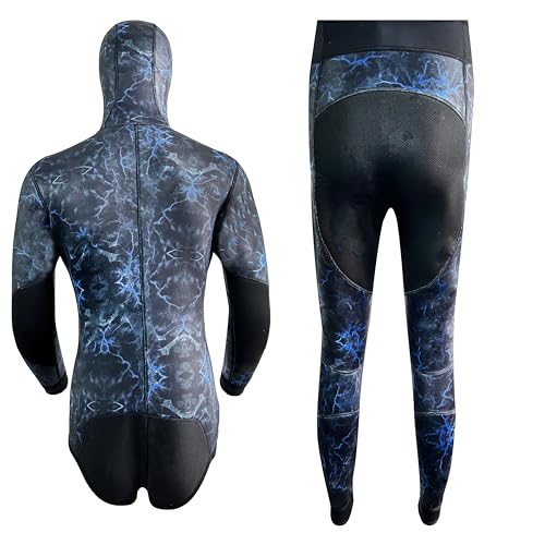 C-STREAM Men Spearfishing Wetsuit Neoprene 3mm 1.5mm Camouflage Diving Suit 2pcs Set for Freediving, Snorkeling,Scuba Dive (Camo Blue, Medium, 1.5, 1.5, Millimeters) - Thumbnail 3