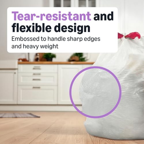 Image of Amazon Basics Ultra-Force Tall Kitchen Drawstring Trash Bags, Lavender Scented, 13 Gallon, 80 Count, Pack of 1, Packaging May Vary