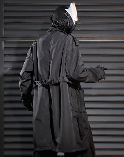 MFCT Men's Techwear Fashion Belted Long Trench Coat3