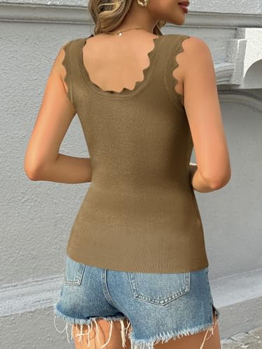 Image of Saodimallsu Womens Ribbed Knit Tank Top Summer Sleeveless Square Neck Casual Basic Slimming Sweater Vest Tops
