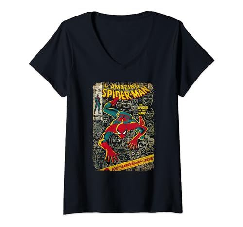 T-shirt Spider-Man Marvel col v fini les maillots de super-héros amples et sans style