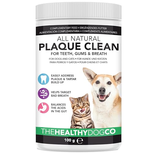 The Healthy Dog Co Poudre Dentaire pour Chiens et Chats | Plaque Clean | Hygiène et Soins Dentaires Naturels | Complément Alimentaire pour des Dents et Gencives Saines