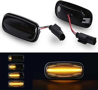 OZ-LAMPE LED Dynamic Side Indicator Compatible for Land Rover Discovery 2 Defender Freelander 1, 2Pcs Amber Car Turn Signal Light Smoked Lens, Canbus Error Free Sequential Side Marker Blinker