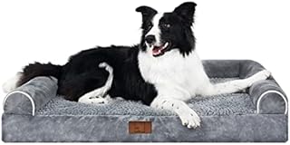 Lazy Lush Orthopedic Dog Bed for Large Dogs, Waterproof Dog Sofa Bolster Bed Plush Comfy Pet Couch Bed with Egg Crate Foam and Removable Cover, Washable Dog Bed (Large)
