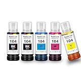 UniPlus Tinte E104 ET-2870 ET-4800 ET-2862 ET-2820 ET-2876 Tinte Kompatibel für Epson E104 Druckerpatronen Kompatibel für Eco-Tank Colour Multipack for ET-2810 ET-1810 ET-2840 ET-2830 ET-2815