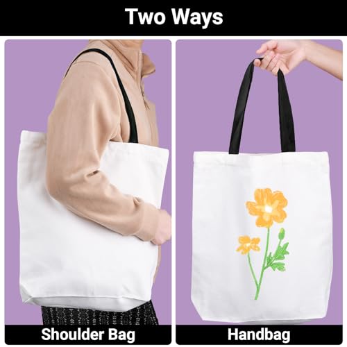 Segarty Sublimation Blanks Tote Bag, 10 pack Large White Reusable Women Grocery Bags with Handle Blank DIY Heat Transfer Canvas Bag with Zipper bulk for Decorating Crafting Gift Travel 12oz
