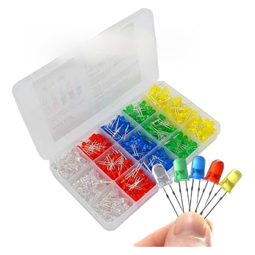 Lote de 100 LED Redondos de 3 mm, 5 mm, F3 y F5, ultrabrillantes, Verde, Amarillo, Azul, for Kit de Bricolaje.(3mm)