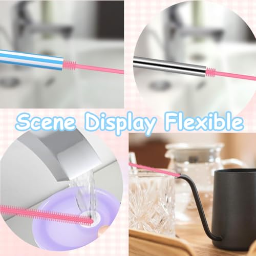 WUY Recipientes aislantes para bebidas,Juego de 2 cepillos de silicona para pajitas (6 mm + 9 mm), adecuados para botellas de agua, biberones, botellas de vidrio, termos y jarrones. - imagen 6