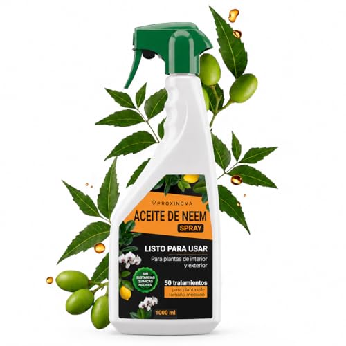 PROXINOVA Aceite de Neem para Plantas 1 Lt - Neem Oil for Plants Protección Natural para Jardín y Cultivos frente a Pulgones, Cochinillas, Mosca Blanca, Trips y Ácaros - Made in Italy