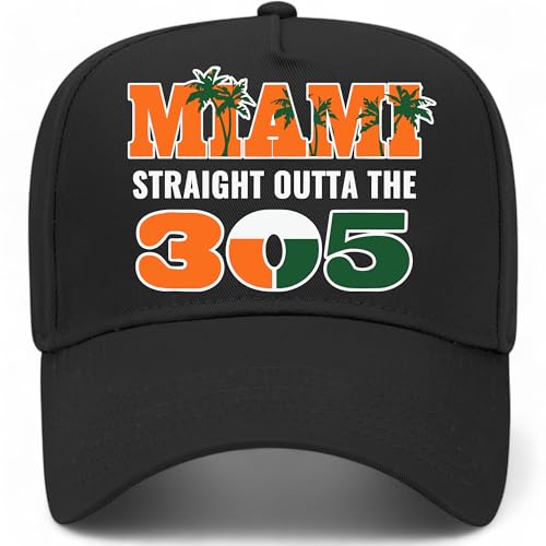 Miami Straight Outta The 305 Hat | Premium Adjustable Snapback Baseball Trucker Hats for Men & Women (US Alpha One Size Black)