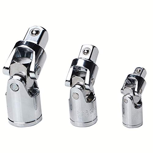 YyDDs Universal Tools 1/4 3/8 1/2 Adaptador de manga de acero al cromo vanadio convertidor de llave de vaso adaptador llave manga articulada convertidor herramientas manuales (Color: plata)