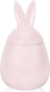 HOLIDYOYO Rabbit Storage Jar Easter Canisters Ceramic Bunny Ear Food Jar Loose Tea Tin Tea Storage Jar Coffee Canister Cookie Jar Jewelry Box Airtight Candy Jar Pink